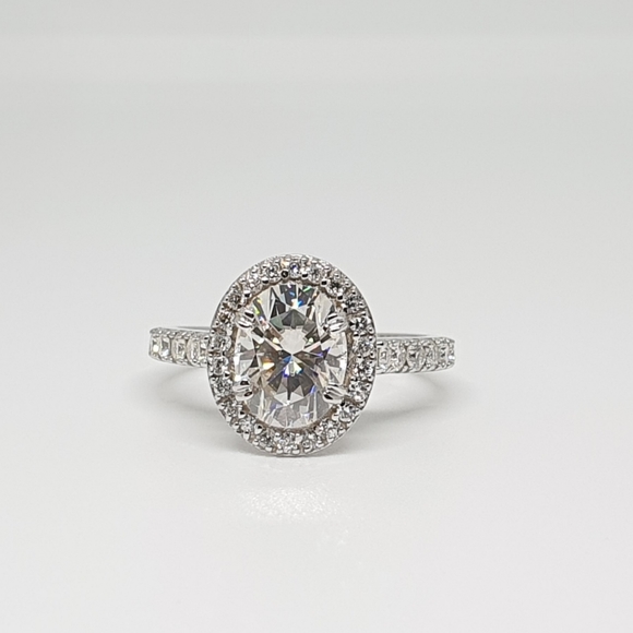 2Ct Oval Cut Moissanite Engagement Ring In Gold - Picture 7 of 16